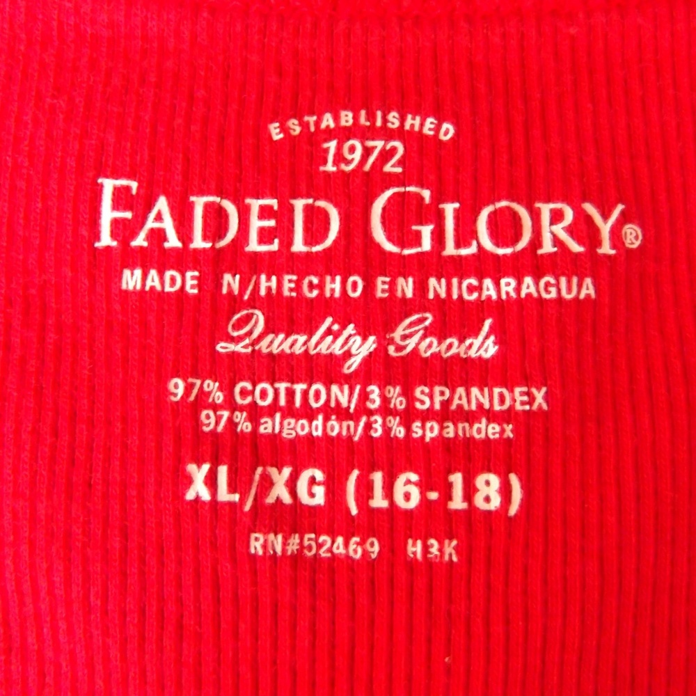 Faded Glory Red Ribbed Tank Top XL (16/18) - Picture 7 of 7